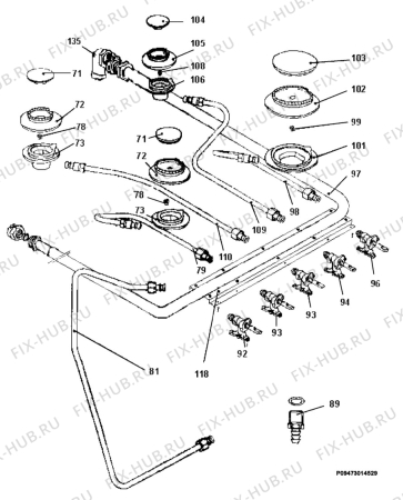 Взрыв-схема плиты (духовки) Zanussi ZC5040B - Схема узла Section 6